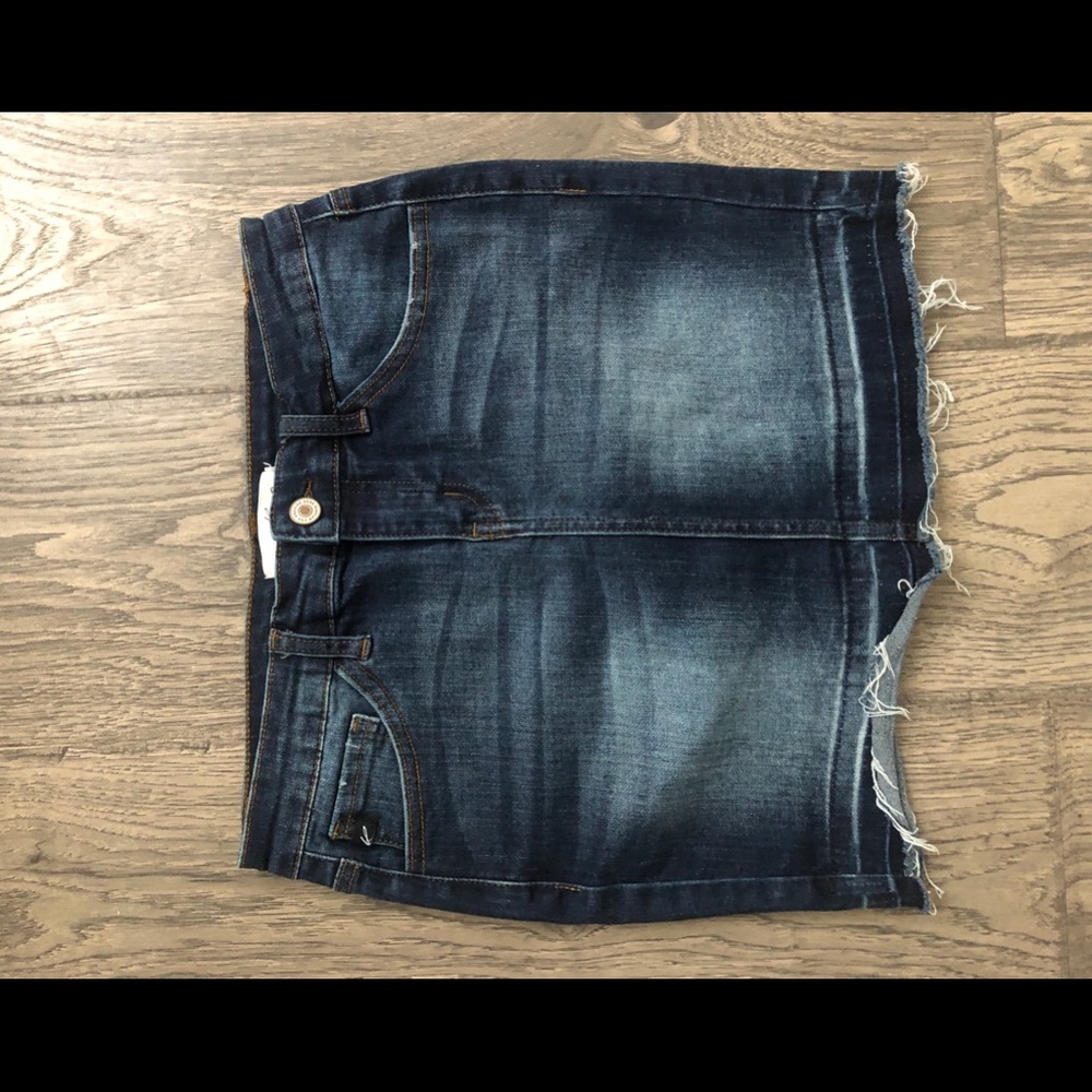 dark wash jean skirt